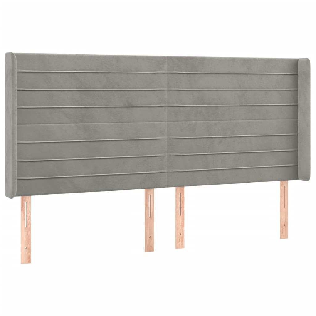 Világosszürke bársony rugós és LED-es ágy matraccal 200x200 cm 7