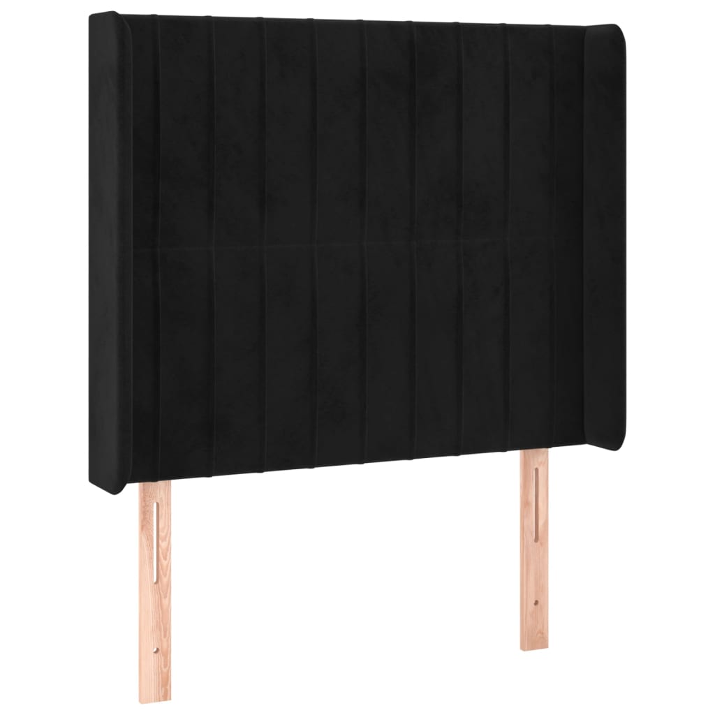 Fekete bársony rugós és LED-es ágy matraccal 80 x 200 cm 7