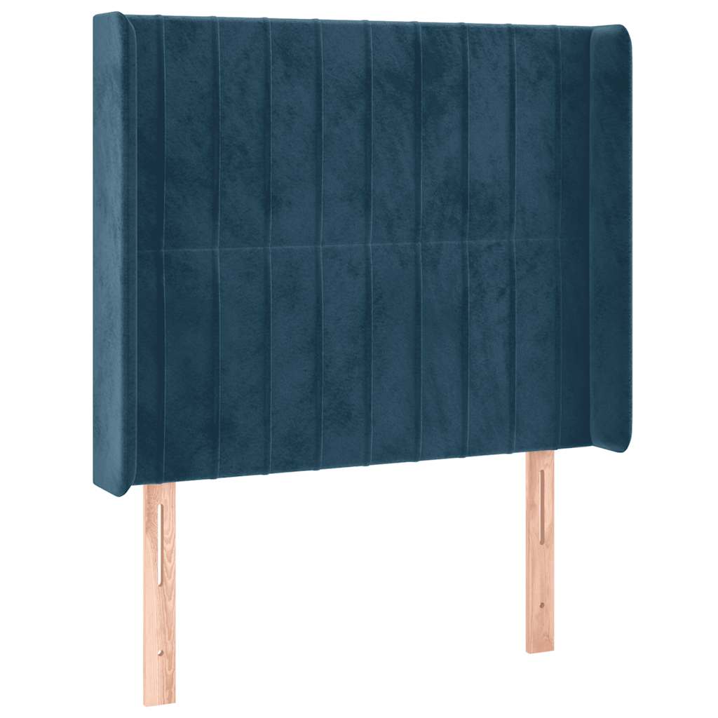 Sötétkék bársony rugós és LED-es ágy matraccal 80 x 200 cm 7