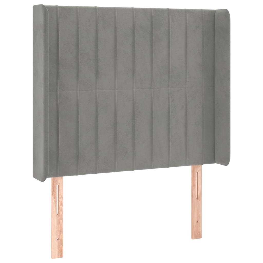 Világosszürke bársony rugós és LED-es ágy matraccal 90x190 cm 7