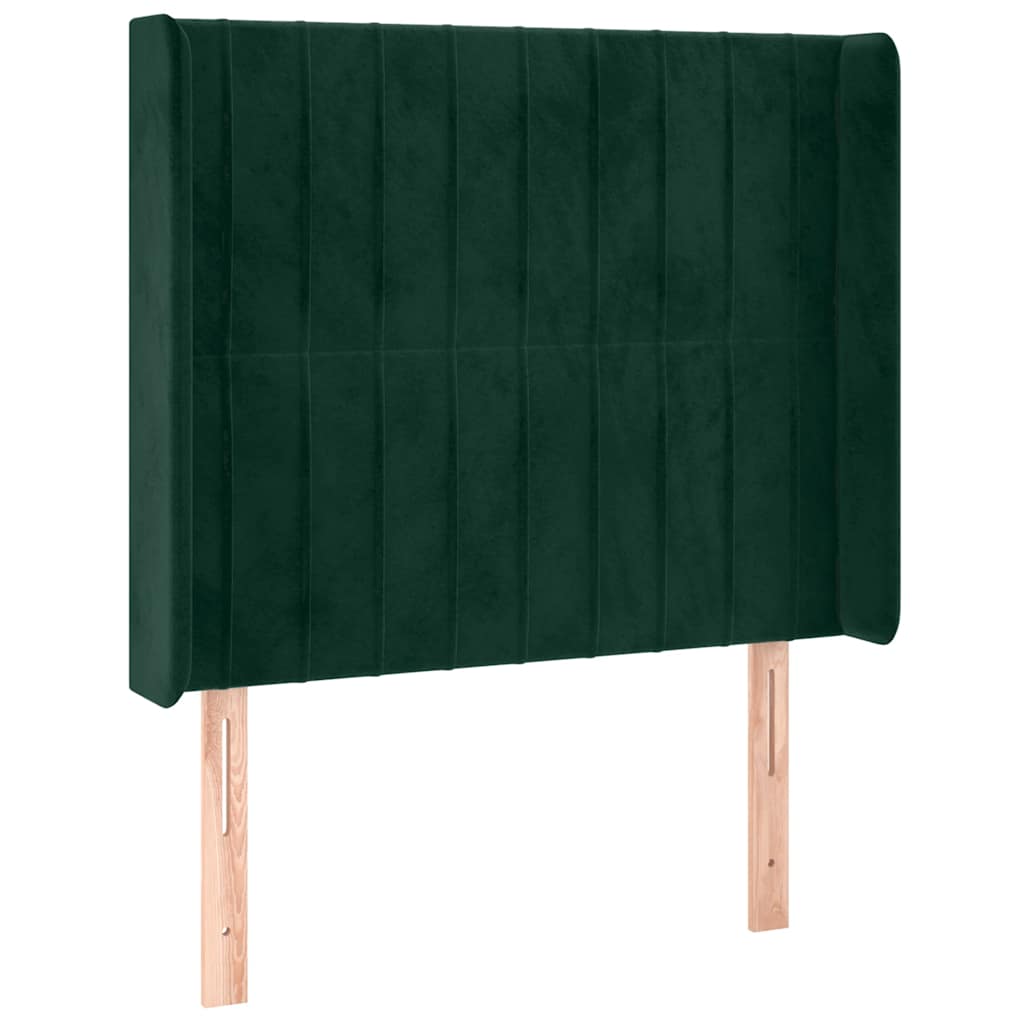 Sötétzöld bársony rugós és LED-es ágy matraccal 90x200 cm 7