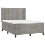 Világosszürke bársony rugós és LED-es ágy matraccal 140x190 cm 4