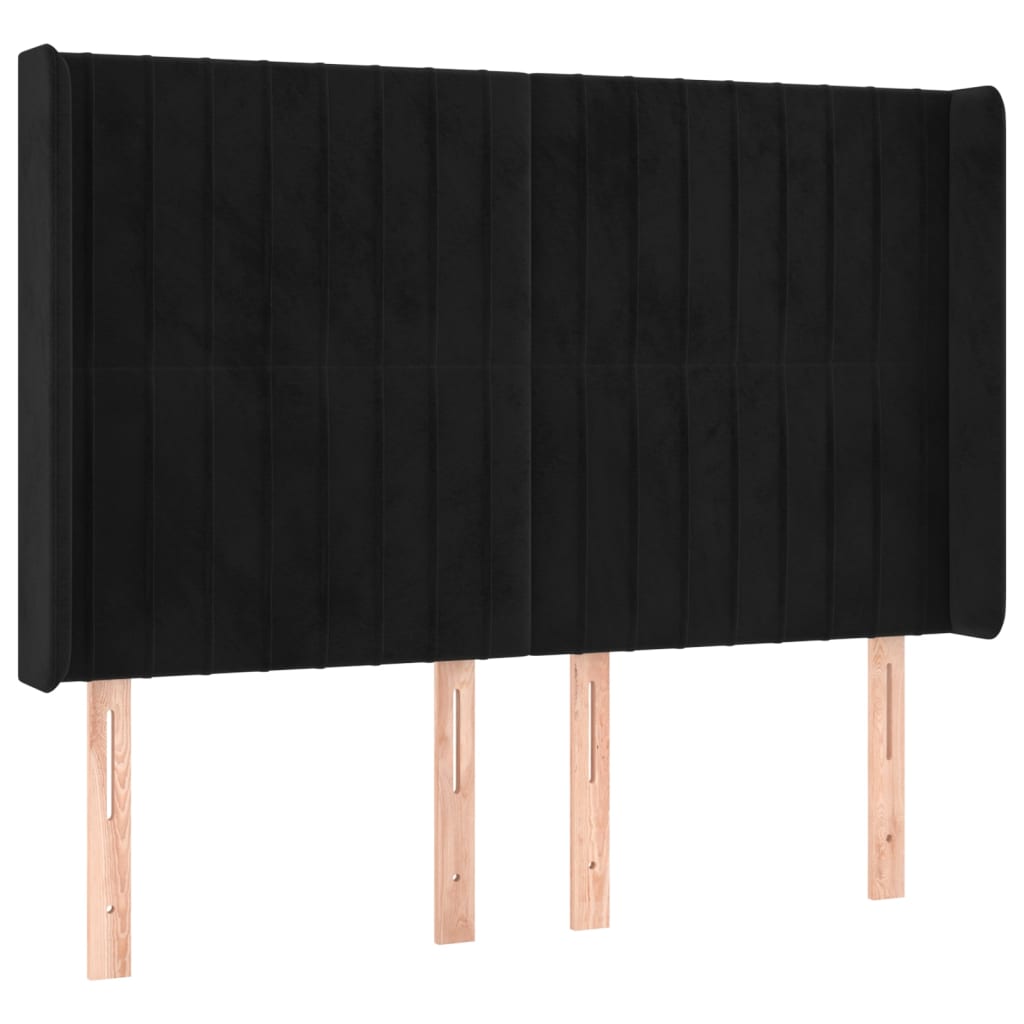 Fekete bársony rugós és LED-es ágy matraccal 140x190 cm 7