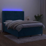 Sötétkék bársony rugós és LED-es ágy matraccal 140x190 cm 4