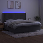 Sötétszürke bársony rugós és LED-es ágy matraccal 200x200 cm 3