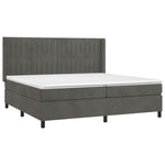 Sötétszürke bársony rugós és LED-es ágy matraccal 200x200 cm 4