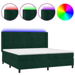 Sötétzöld bársony rugós és LED-es ágy matraccal 200x200 cm 2