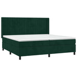 Sötétzöld bársony rugós és LED-es ágy matraccal 200x200 cm 4