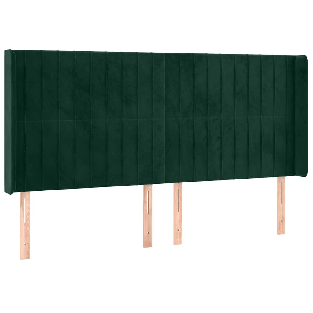 Sötétzöld bársony rugós és LED-es ágy matraccal 200x200 cm 7
