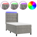 Világosszürke bársony rugós és LED-es ágy matraccal 80 x 200 cm 2