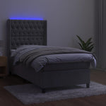 Világosszürke bársony rugós és LED-es ágy matraccal 80 x 200 cm 3