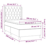 Világosszürke bársony rugós és LED-es ágy matraccal 80 x 200 cm 8