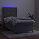 Világosszürke bársony rugós és LED-es ágy matraccal 100x200 cm 3