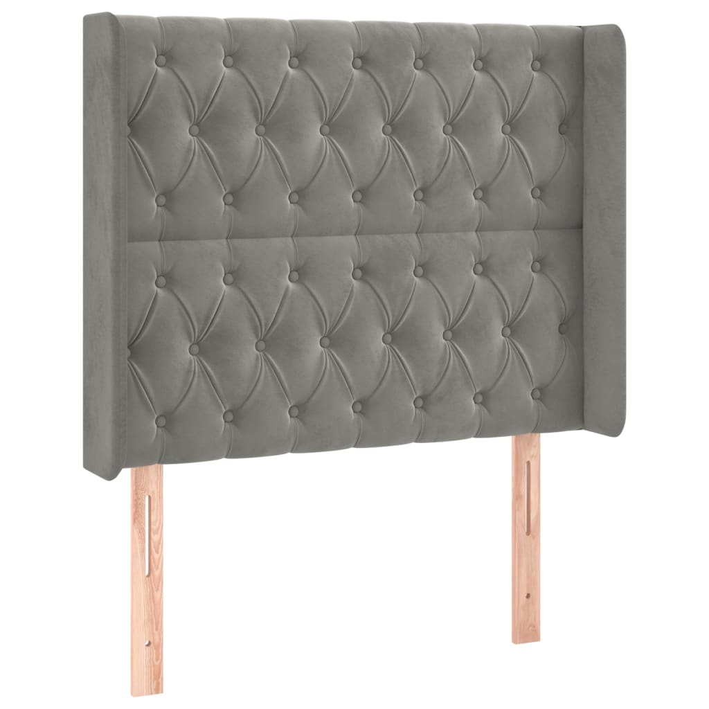 Világosszürke bársony rugós és LED-es ágy matraccal 100x200 cm 7