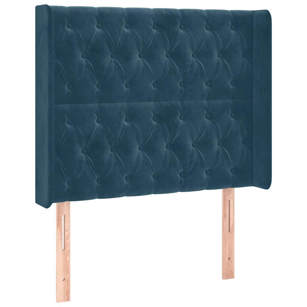 Sötétkék bársony rugós és LED-es ágy matraccal 100x200 cm 7