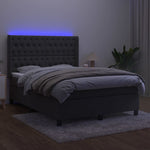 Sötétszürke bársony rugós és LED-es ágy matraccal 140x200 cm 3