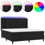 Fekete bársony rugós és LED-es ágy matraccal 180x200 cm 2