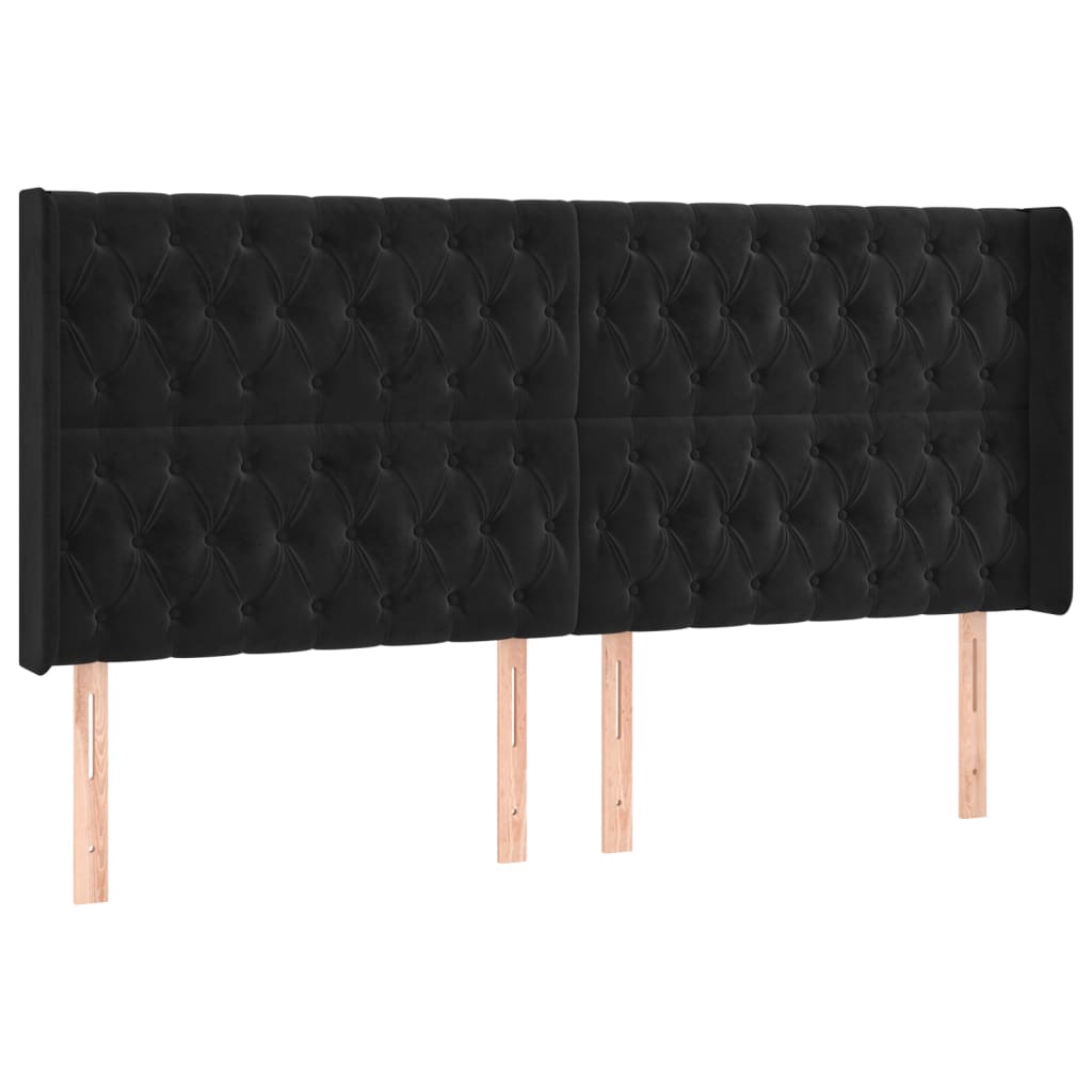 Fekete bársony rugós és LED-es ágy matraccal 180x200 cm 7