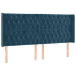 Sötétkék bársony rugós és LED-es ágy matraccal 200x200 cm 7