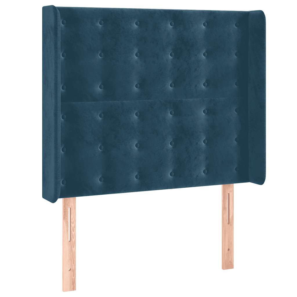 Sötétkék bársony rugós és LED-es ágy matraccal 80 x 200 cm 7