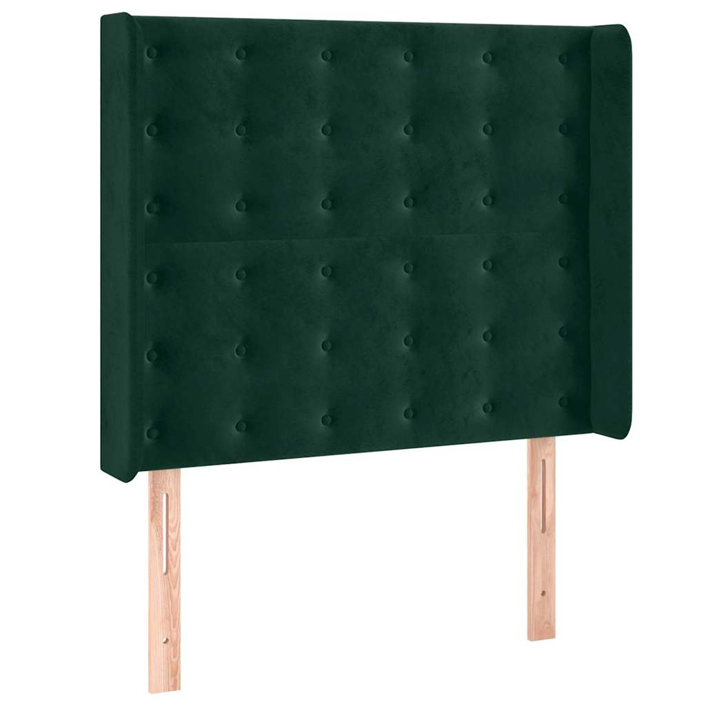 Sötétzöld bársony rugós és LED-es ágy matraccal 90x190 cm 7