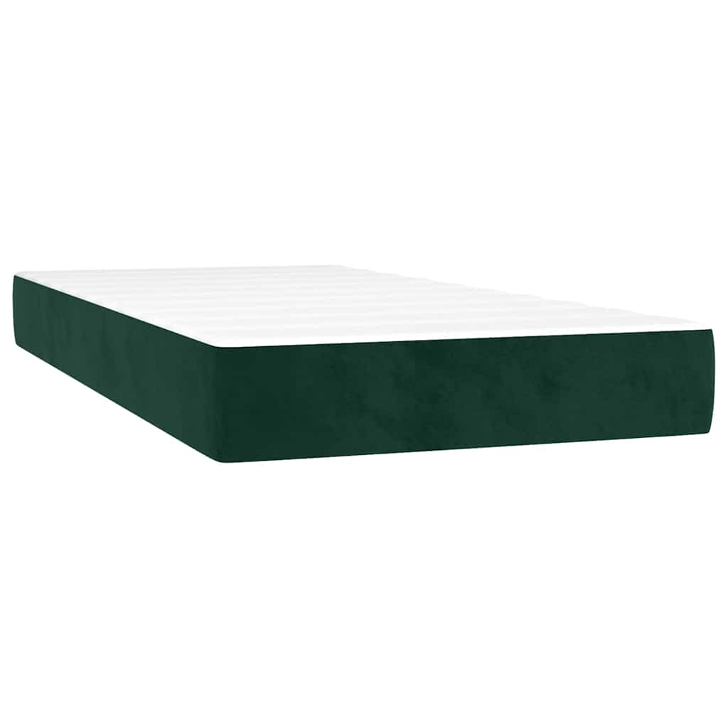 Sötétzöld bársony rugós és LED-es ágy matraccal 100x200 cm 6