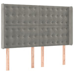 Világosszürke bársony rugós és LED-es ágy matraccal 140x190 cm 7