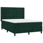 Sötétzöld bársony rugós és LED-es ágy matraccal 140x190 cm 4