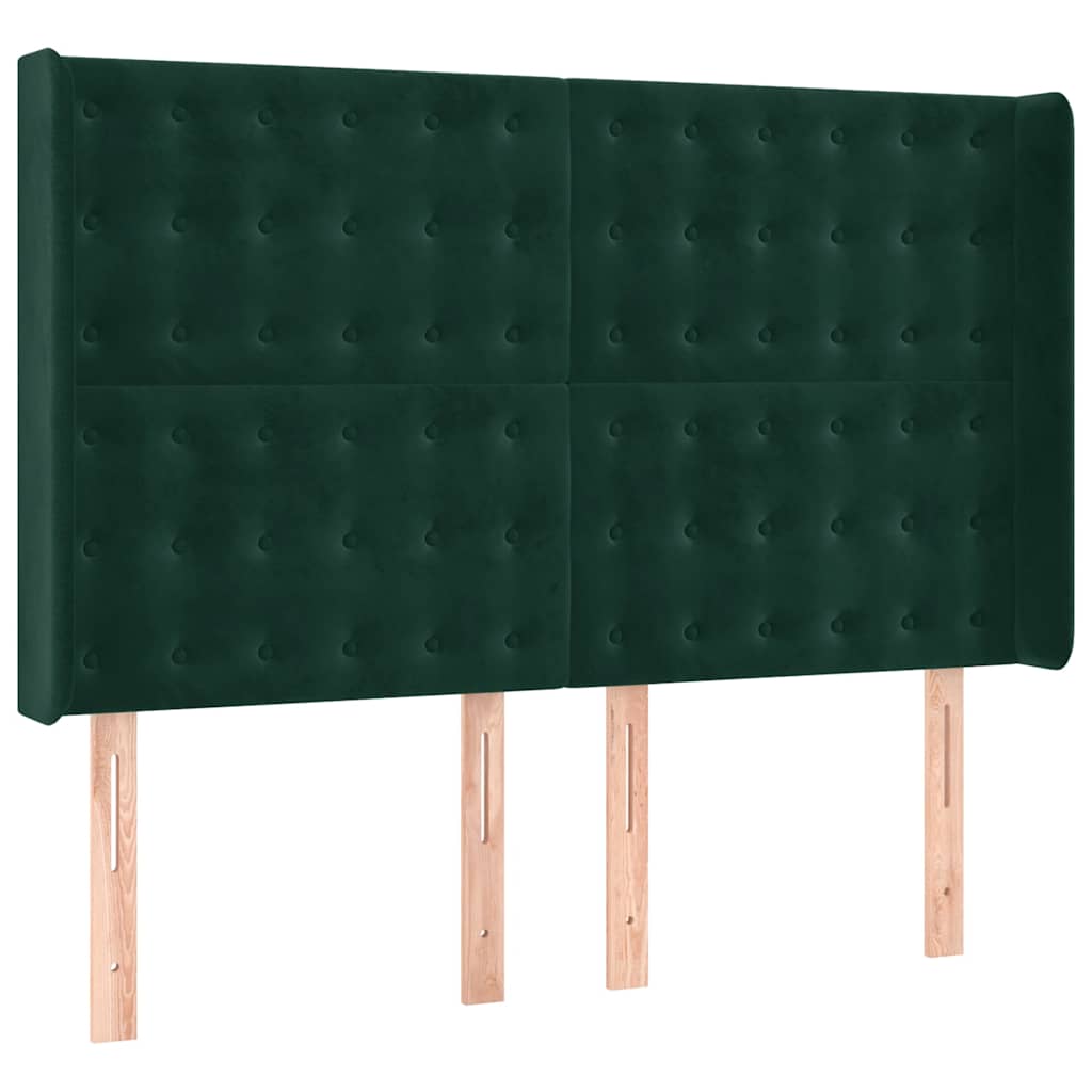 Sötétzöld bársony rugós és LED-es ágy matraccal 140x190 cm 7