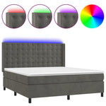 Sötétszürke bársony rugós és LED-es ágy matraccal 160x200 cm 2
