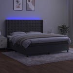 Sötétszürke bársony rugós és LED-es ágy matraccal 160x200 cm 3