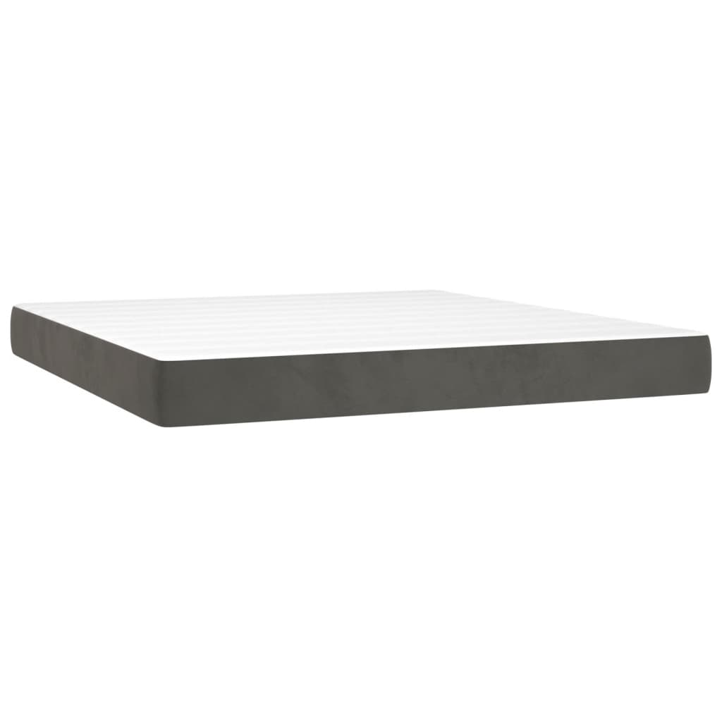 Sötétszürke bársony rugós és LED-es ágy matraccal 160x200 cm 6