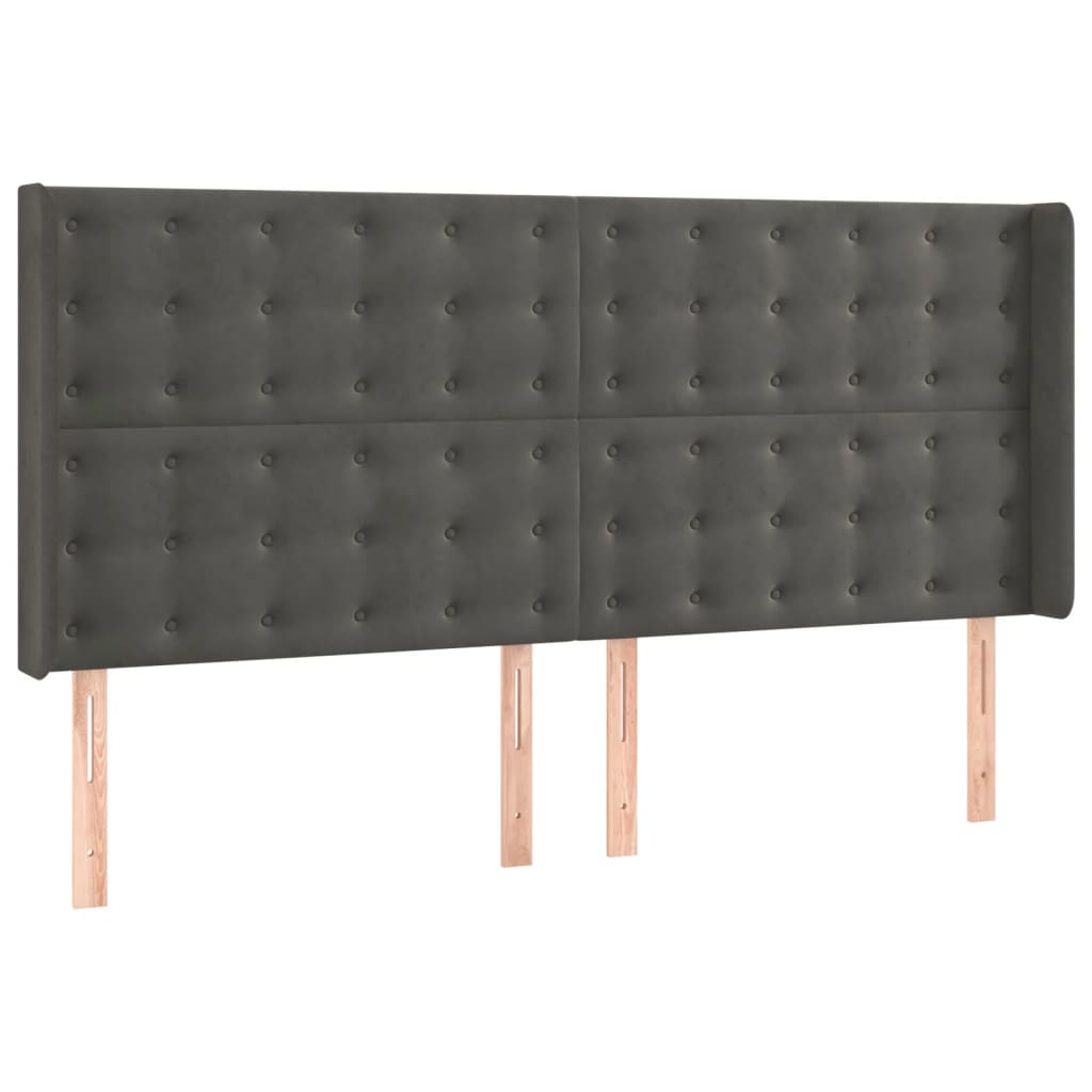 Sötétszürke bársony rugós és LED-es ágy matraccal 160x200 cm 7