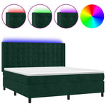 Sötétzöld bársony rugós és LED-es ágy matraccal 160x200 cm 2