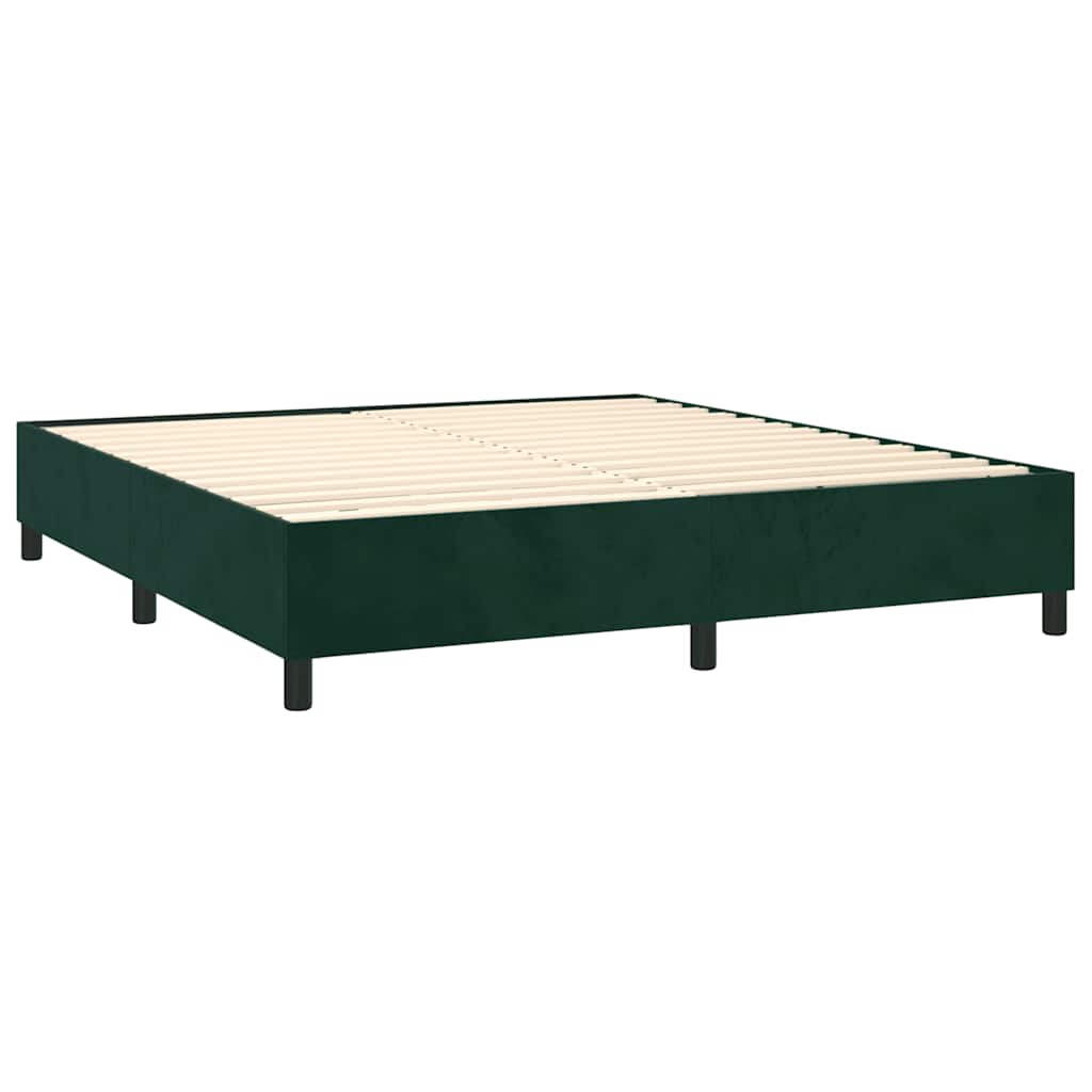 Sötétzöld bársony rugós és LED-es ágy matraccal 160x200 cm 5