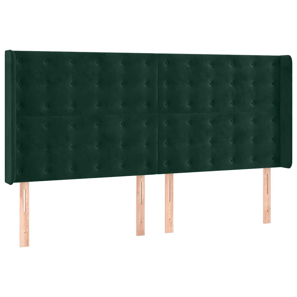 Sötétzöld bársony rugós és LED-es ágy matraccal 160x200 cm 7