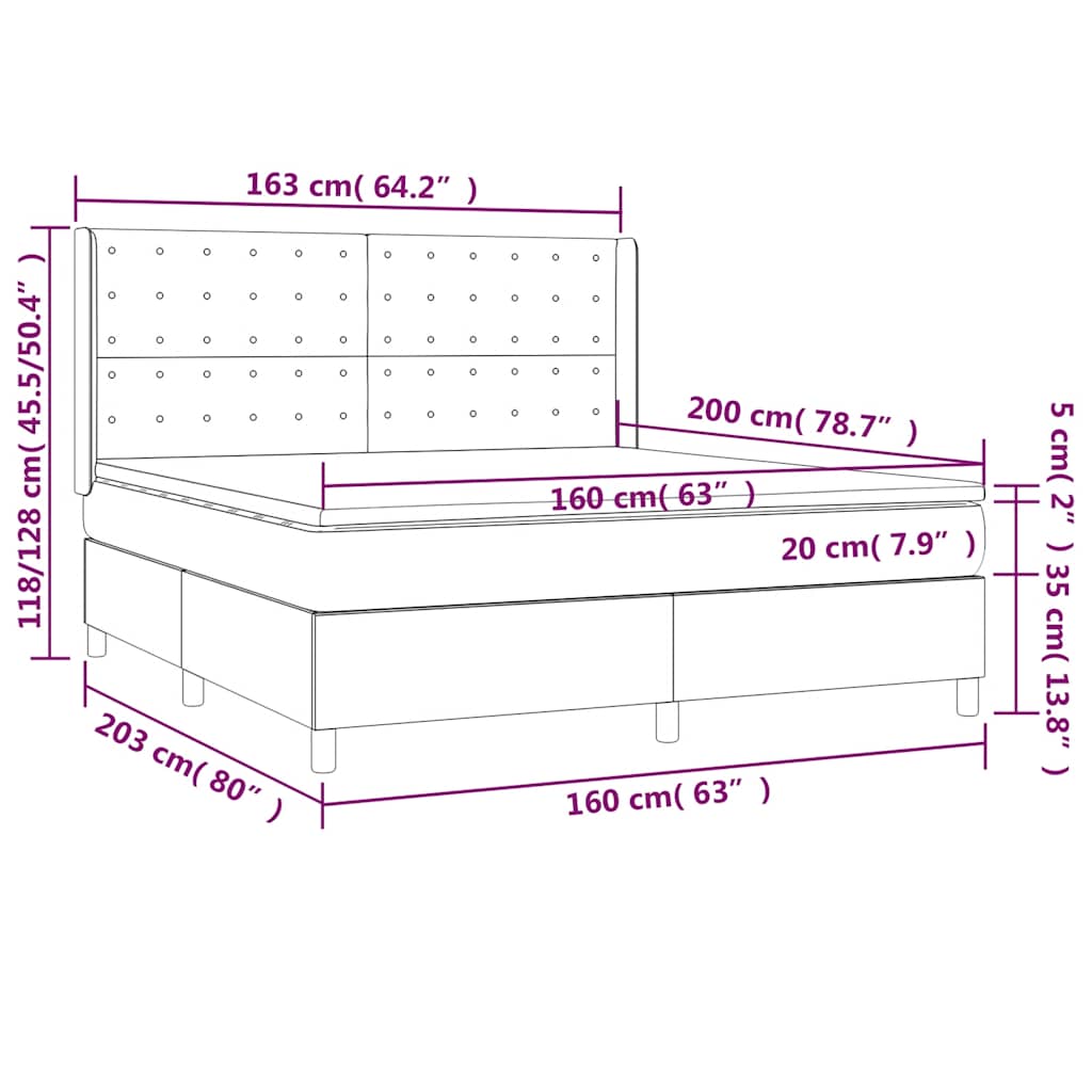 Sötétzöld bársony rugós és LED-es ágy matraccal 160x200 cm 9