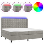 Világosszürke bársony rugós és LED-es ágy matraccal 200x200 cm 2