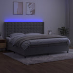 Világosszürke bársony rugós és LED-es ágy matraccal 200x200 cm 3