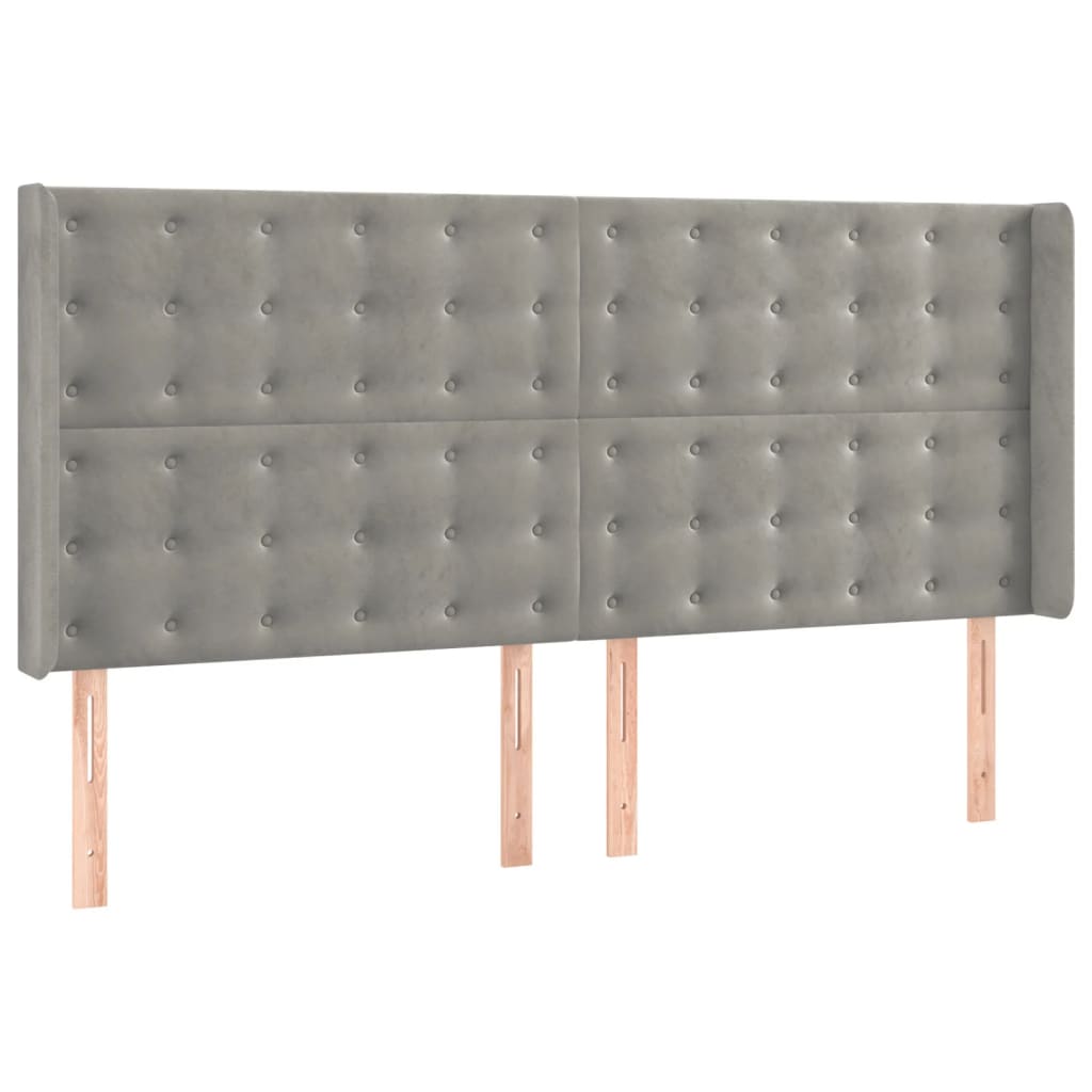 Világosszürke bársony rugós és LED-es ágy matraccal 200x200 cm 7