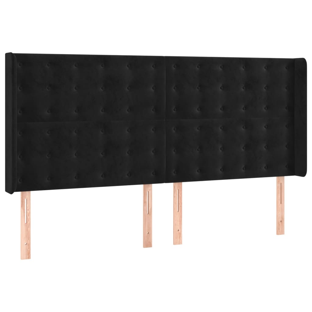 Fekete bársony rugós és LED-es ágy matraccal 200x200 cm 7