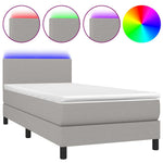 Világosszürke szövet rugós és LED-es ágy matraccal 90x190 cm 2