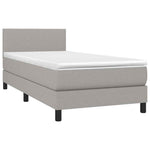 Világosszürke szövet rugós és LED-es ágy matraccal 90x190 cm 3