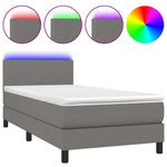 Sötétszürke szövet rugós és LED-es ágy matraccal 90x190 cm 2