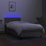 Tópszínű szövet rugós és LED-es ágy matraccal 90x200 cm 4