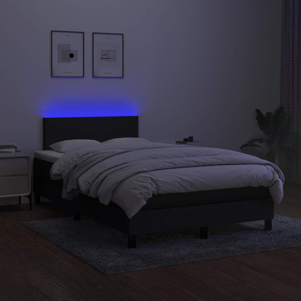 Fekete szövet rugós és LED-es ágy matraccal 120 x 200 cm 4