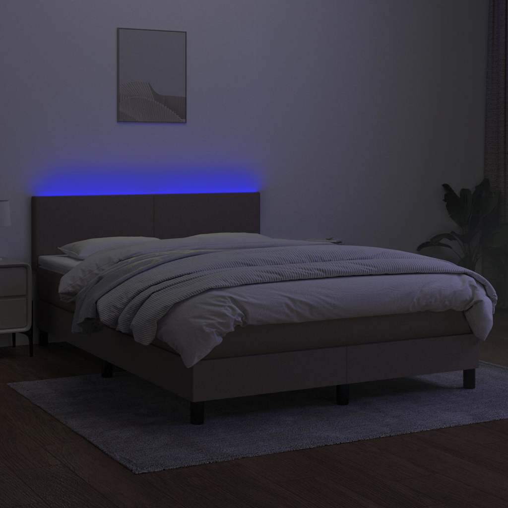 Tópszínű szövet rugós és LED-es ágy matraccal 140x190cm 4