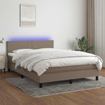Tópszínű szövet rugós és LED-es ágy matraccal 140x190cm