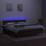 Barna szövet rugós és LED-es ágy matraccal 180 x 200 cm 4