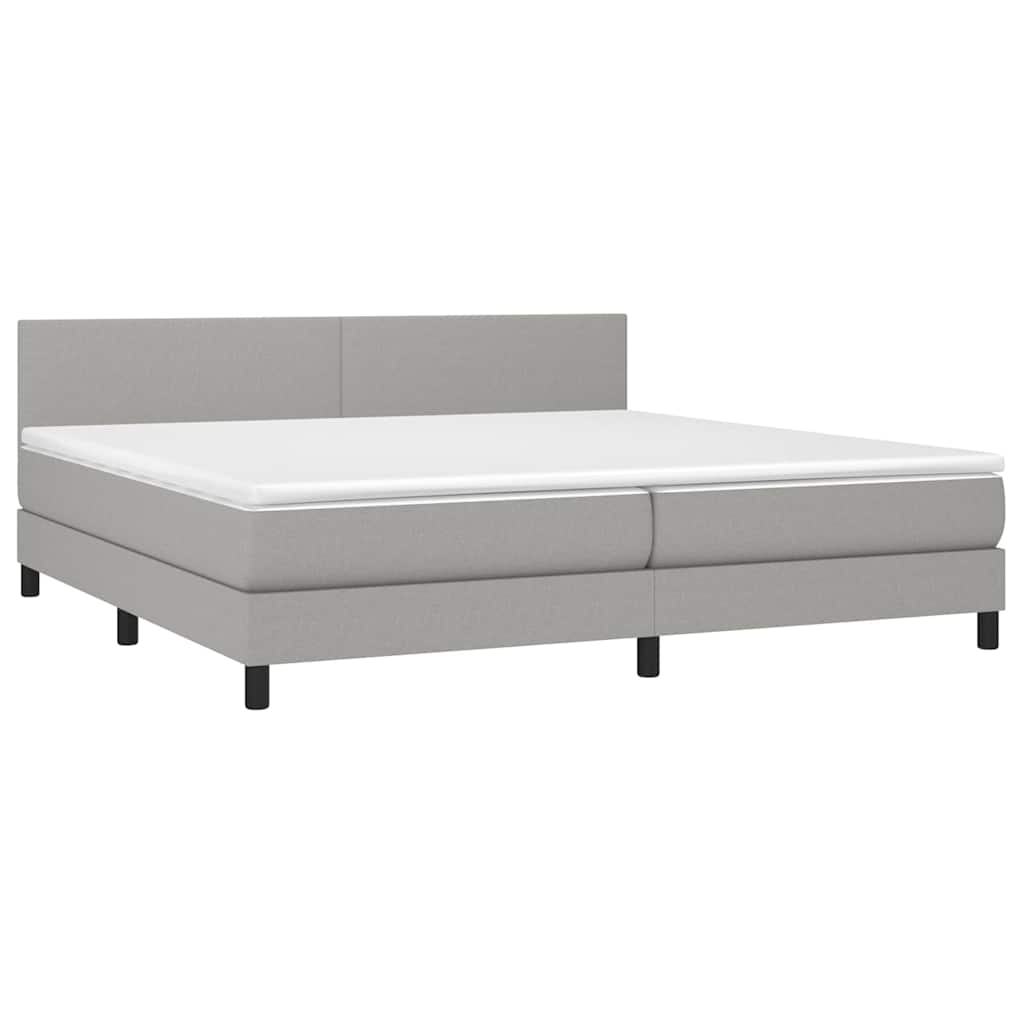 Világosszürke szövet rugós és LED-es ágy matraccal 200x200 cm 3